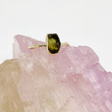 Raw Gemstone fine band ring - Green Tourmaline