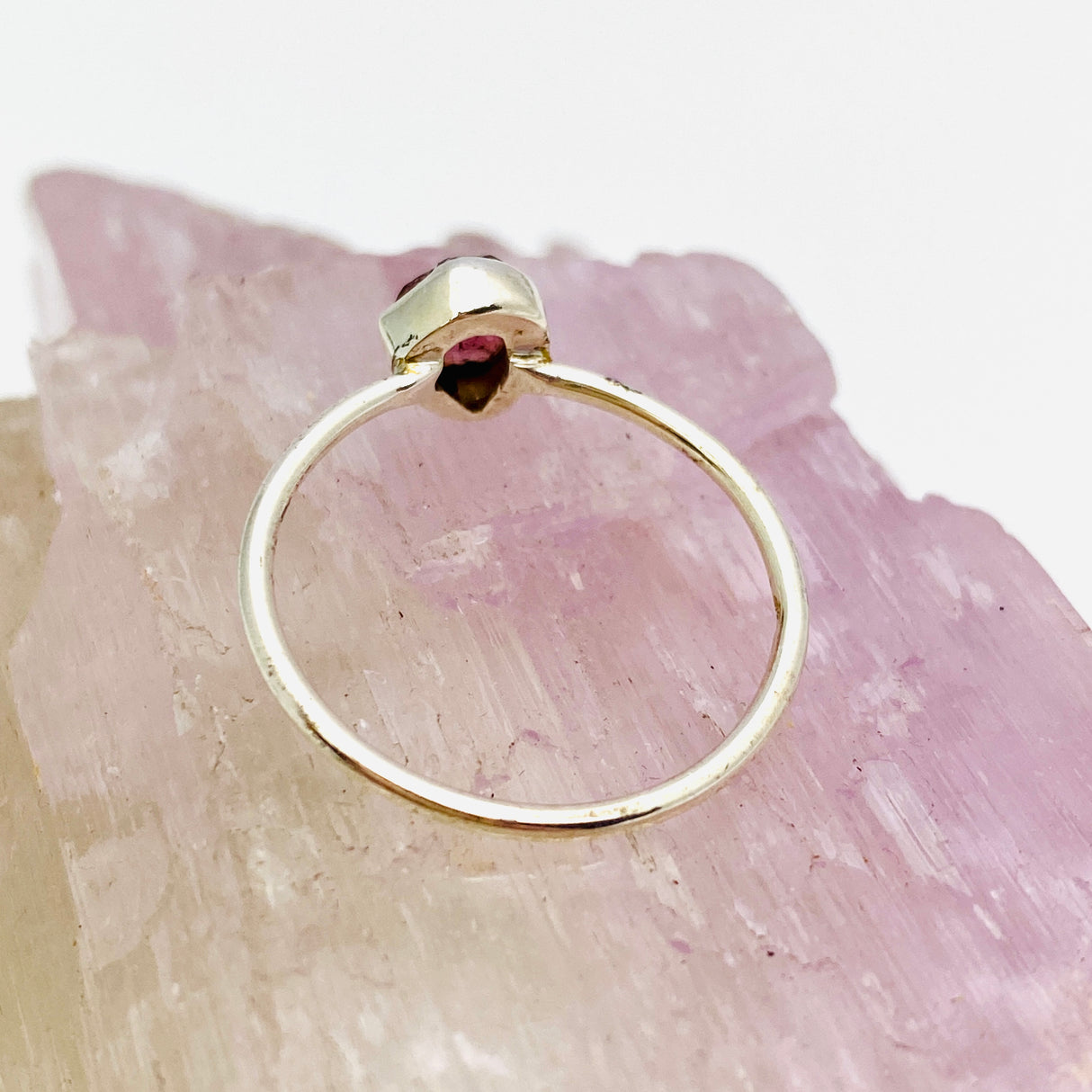 Raw Gemstone fine band ring - Pink Tourmaline