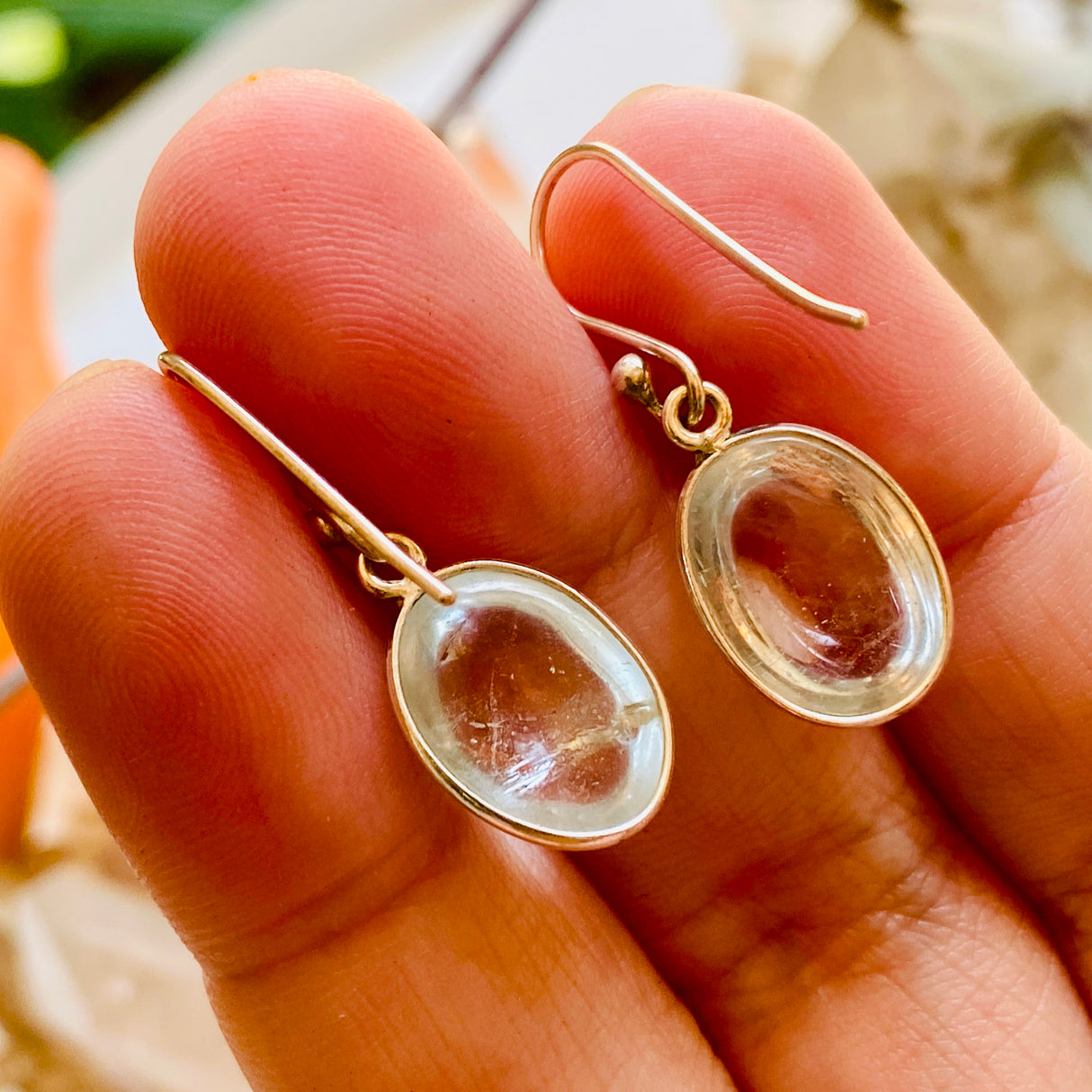 Natural Topaz oval cabochon earrings KEGJ751