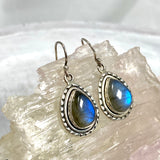 Labradorite teardrop filagree earrings KEGJ701