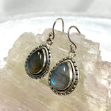 Labradorite teardrop filagree earrings KEGJ701