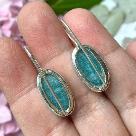 Amazonite fixed hook oval earrings KEGJ1238 - Nature's Magick