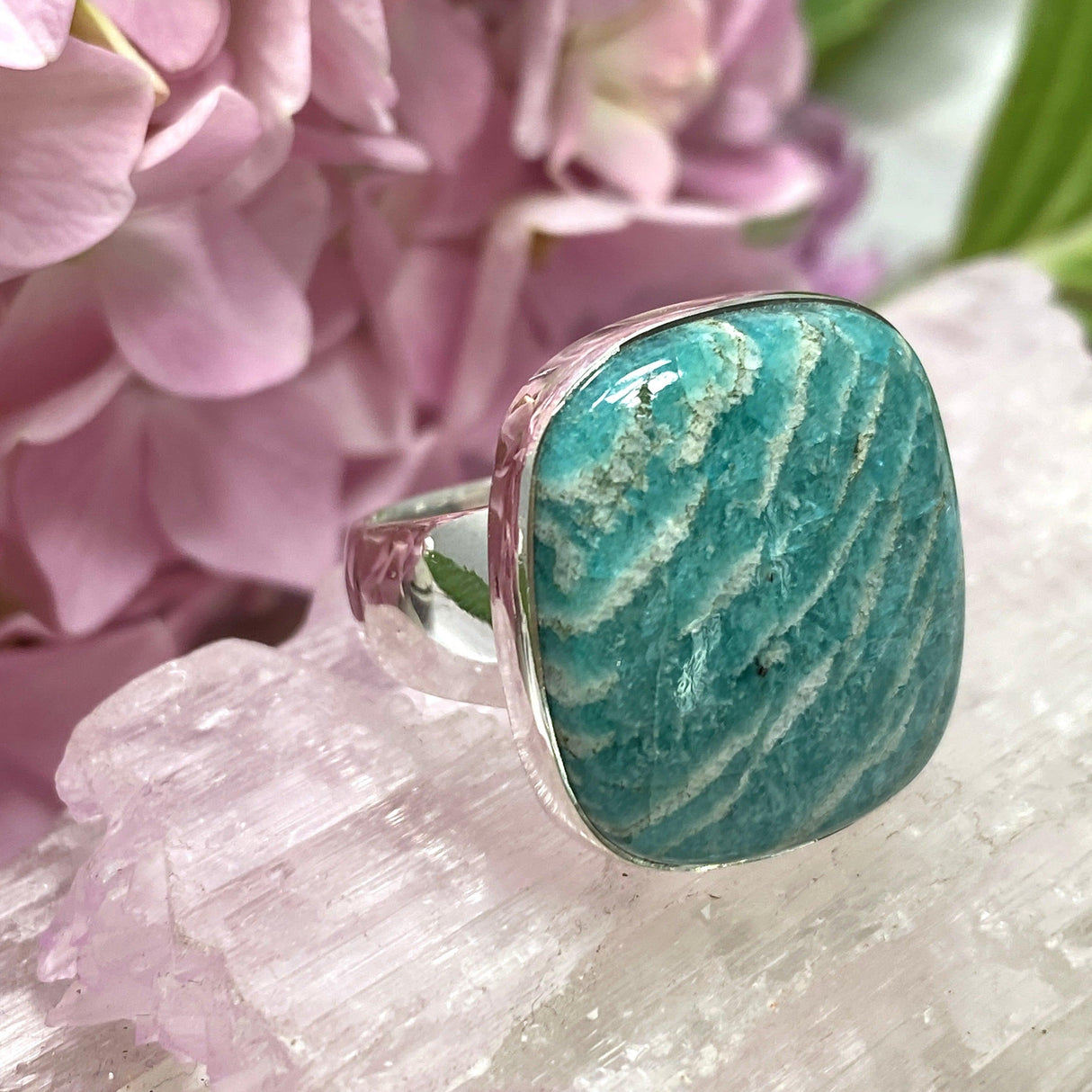 Amazonite square ring s.10 KRGJ2571 - Nature's Magick