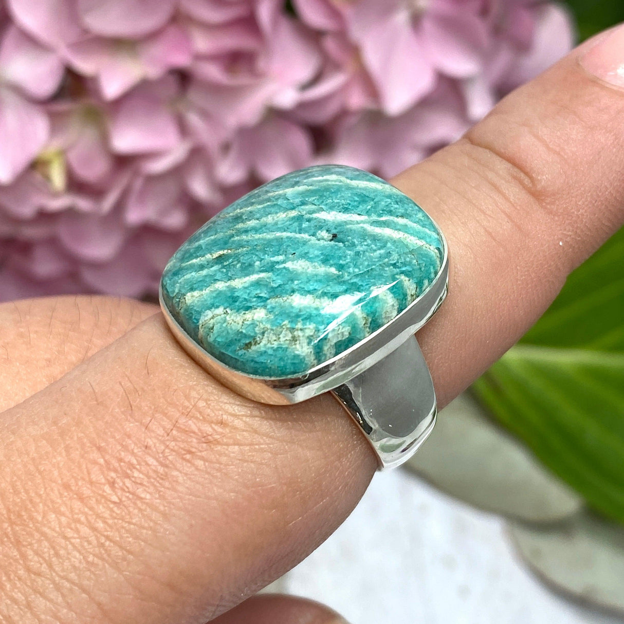 Amazonite square ring s.10 KRGJ2571 - Nature's Magick