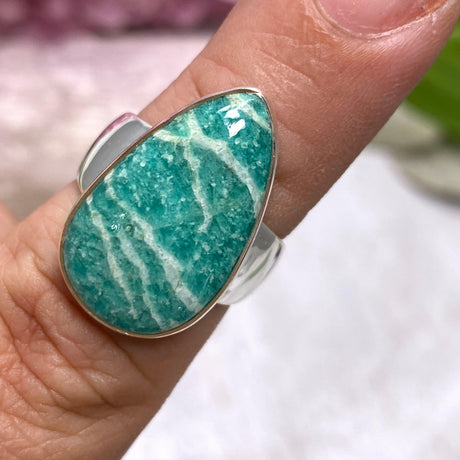 Amazonite teardrop ring s.7 KRGJ2565 - Nature's Magick