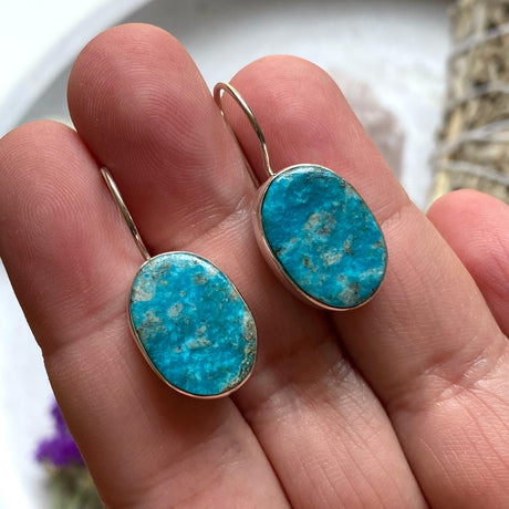 American Turquoise oval earrings KEGJ1233 - Nature's Magick