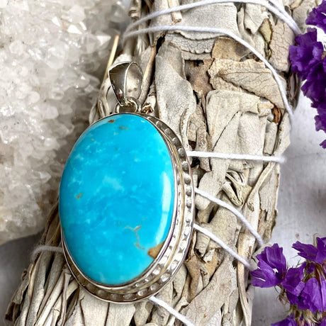 American Turquoise oval pendant KPGJ3216 - Nature's Magick