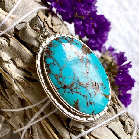 American Turquoise oval pendant KPGJ3218 - Nature's Magick