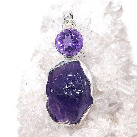 Amethyst faceted and raw multi-stone pendant KPGJ2285 - Nature's Magick