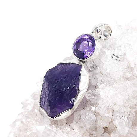 Amethyst faceted and raw multi-stone pendant KPGJ2285 - Nature's Magick