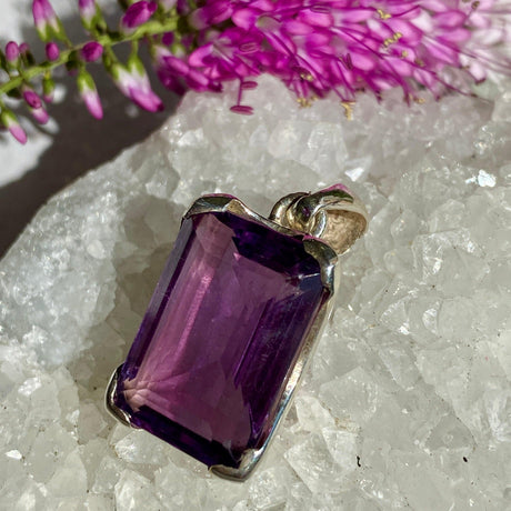 Amethyst faceted rectangle pendant KPGJ2715 - Nature's Magick