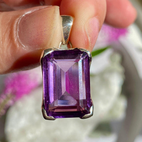 Amethyst faceted rectangle pendant KPGJ2715 - Nature's Magick