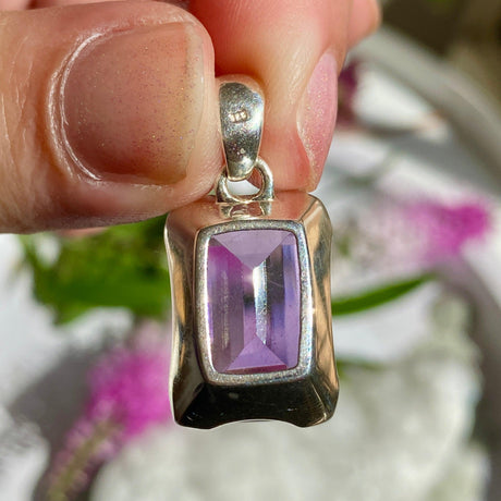 Amethyst faceted rectangle pendant KPGJ2715 - Nature's Magick