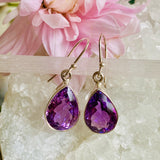 Amethyst faceted teardrop earrings KEGJ806 - Nature's Magick