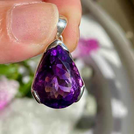 Amethyst faceted teardrop pendant KPGJ2709 - Nature's Magick