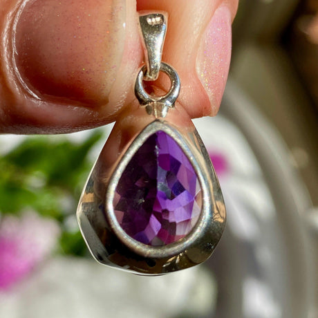 Amethyst faceted teardrop pendant KPGJ2709 - Nature's Magick