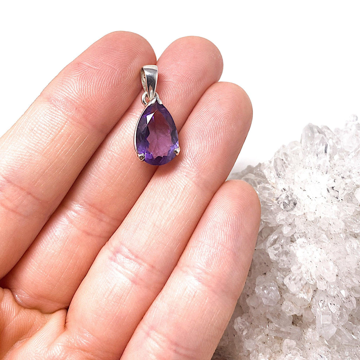 Amethyst faceted teardrop pendant PPGJ243 - Nature's Magick