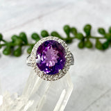 Amethyst oval cut ring with CZ accent s.8 HRGJ-34 - Nature's Magick