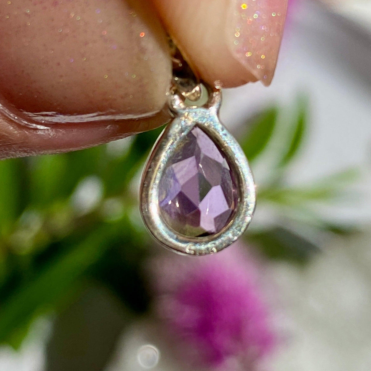 Amethyst petite teardrop faceted pendant KPGJ2602 - Nature's Magick