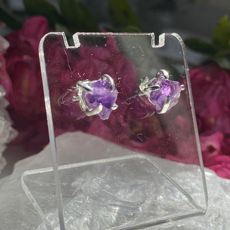 Amethyst raw stud earrings KEGJ1183 - Nature's Magick