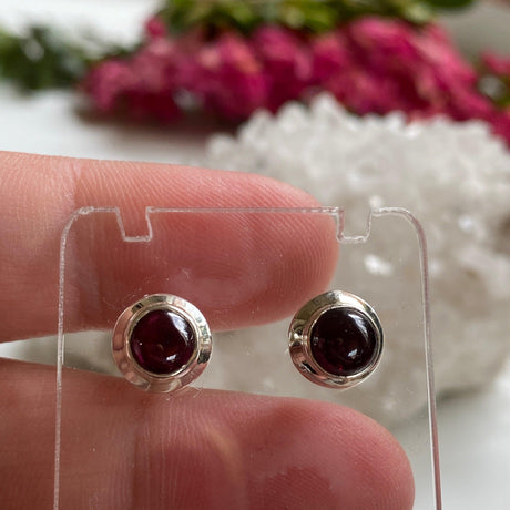 Amethyst round cabochon stud earrings KEGJ1080 - Nature's Magick