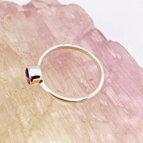 Amethyst Round Faceted Fine Band Ring R3754-AM - Nature's Magick