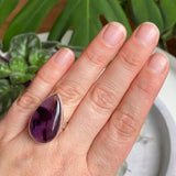 Amethyst teardrop cabochon ring s.6 SS08 - Nature's Magick