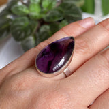 Amethyst teardrop cabochon ring s.6 SS08 - Nature's Magick