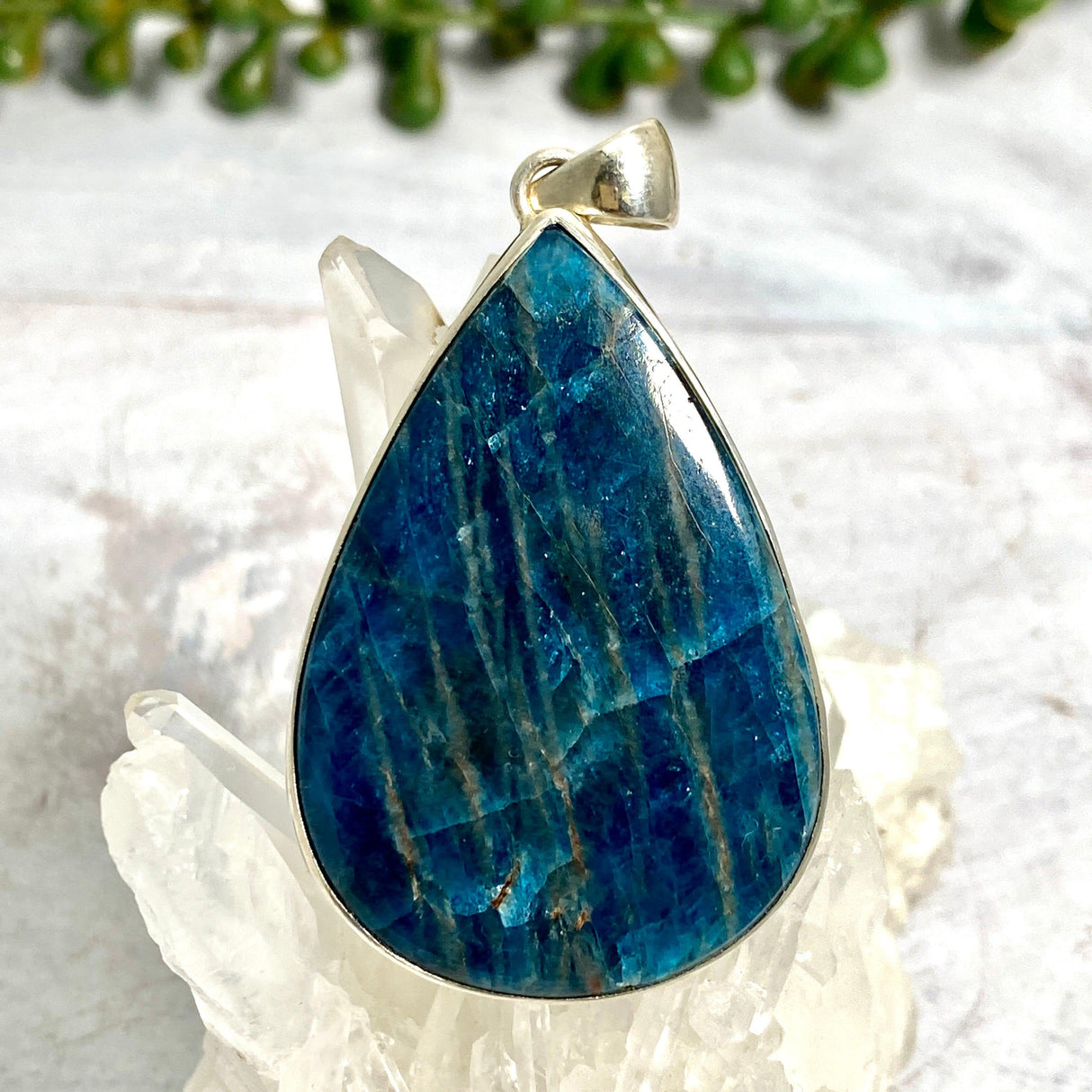 Apatite teardrop cabochon pendant KPGJ2568 - Nature's Magick