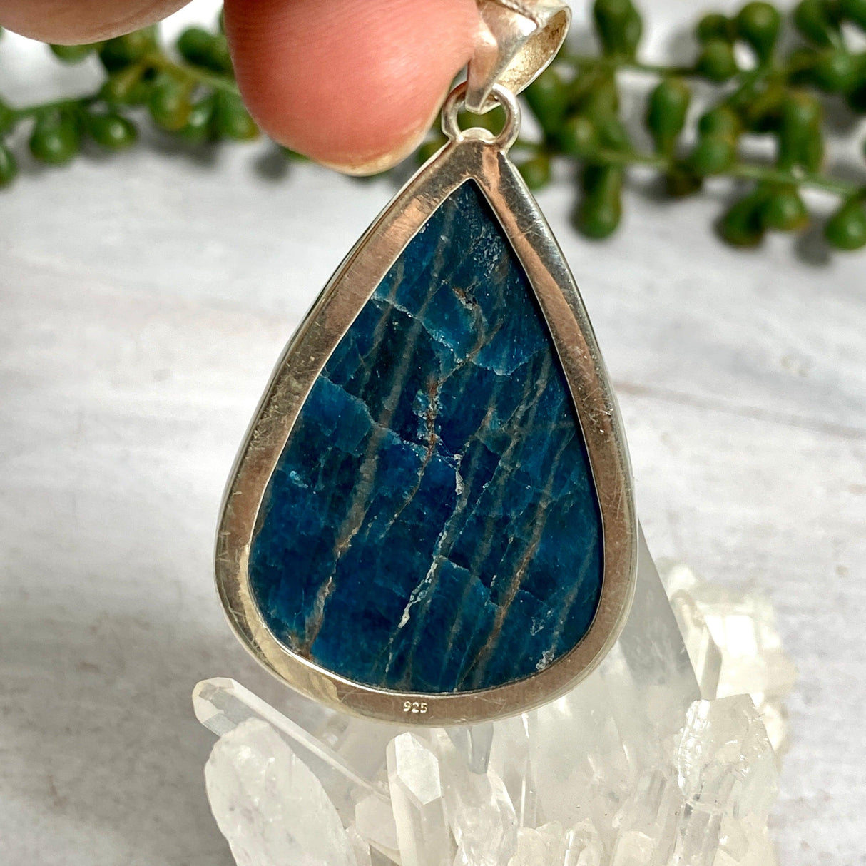 Apatite teardrop cabochon pendant KPGJ2568 - Nature's Magick