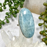 Aquamarine large oval cabochon ring with split band s.10 KPGJ1351 - Nature's Magick