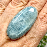 Aquamarine large oval cabochon ring with split band s.10 KPGJ1351 - Nature's Magick