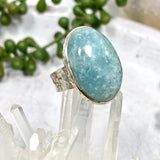 Aquamarine Oval Cabochon Ring with Hammered Band Size 8 KPGJ1355 - Nature's Magick