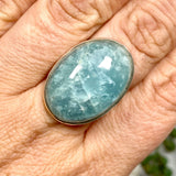 Aquamarine Oval Cabochon Ring with Hammered Band Size 8 KPGJ1355 - Nature's Magick