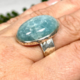 Aquamarine Oval Cabochon Ring with Hammered Band Size 8 KPGJ1355 - Nature's Magick