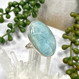 Aquamarine oval cabochon ring with split band s.10 KPGJ1348 - Nature's Magick