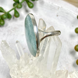 Aquamarine oval cabochon ring with split band s.10 KPGJ1348 - Nature's Magick