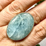 Aquamarine oval cabochon ring with split band s.10 KPGJ1348 - Nature's Magick