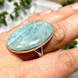 Aquamarine oval cabochon ring with split band s.10 KPGJ1348 - Nature's Magick