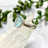 Aquamarine small faceted oval ring s.7.5 PRGJ141 - Nature's Magick