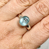 Aquamarine small faceted oval ring s.7.5 PRGJ141 - Nature's Magick