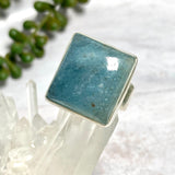 Aquamarine square beaten band ring s.11 KRGJ2317 - Nature's Magick