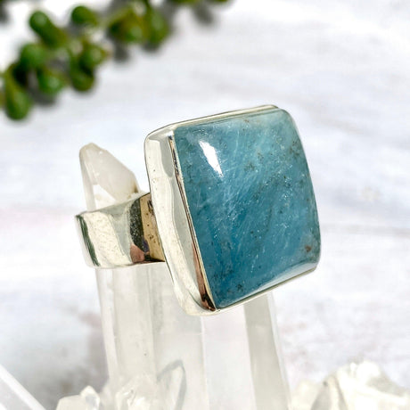 Aquamarine square beaten band ring s.11 KRGJ2317 - Nature's Magick