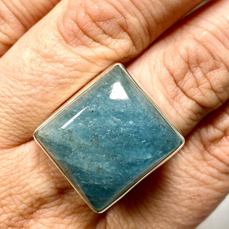 Aquamarine square beaten band ring s.11 KRGJ2317 - Nature's Magick