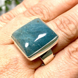 Aquamarine square beaten band ring s.11 KRGJ2317 - Nature's Magick