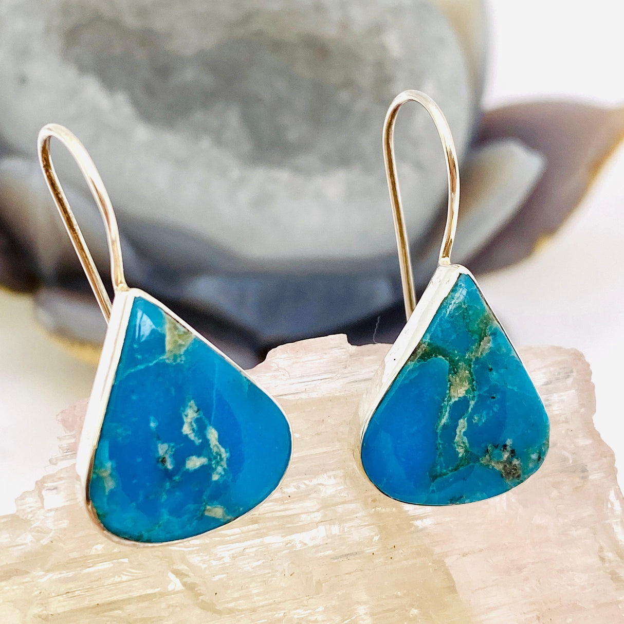 Arizona "Sleeping beauty" Turquoise teardrop earrings KEGJ622 - Nature's Magick