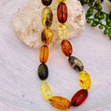 Baltic Amber multi-coloured large oval 13mm beaded necklace 55cm 51g AMB95 - Nature's Magick