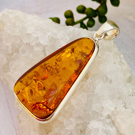 Baltic Honey Cognac Amber Triangle pendant AMB111 - Nature's Magick