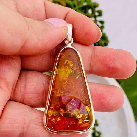 Baltic Honey Cognac Amber Triangle pendant AMB111 - Nature's Magick