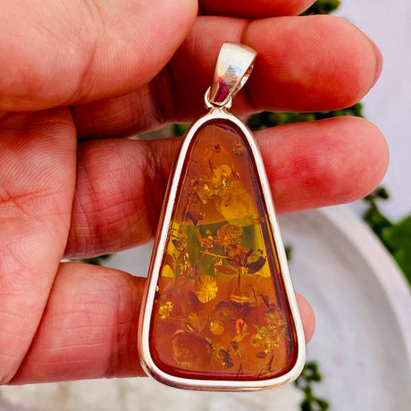 Baltic Honey Cognac Amber Triangle pendant AMB111 - Nature's Magick